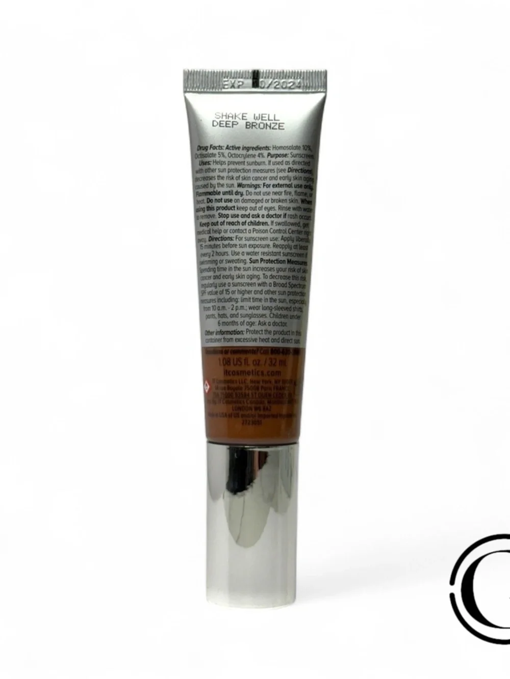 It Cosmetics CC+ Your Skin But Better Full Cover Cream DEEP BRONZE 1.08oz NIB